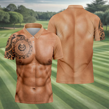 Funny Muscle Body Tattoo Print Golf Shirt, Funny Golf Shirt, Men's Golf Shirt, Polo Shirts For Men