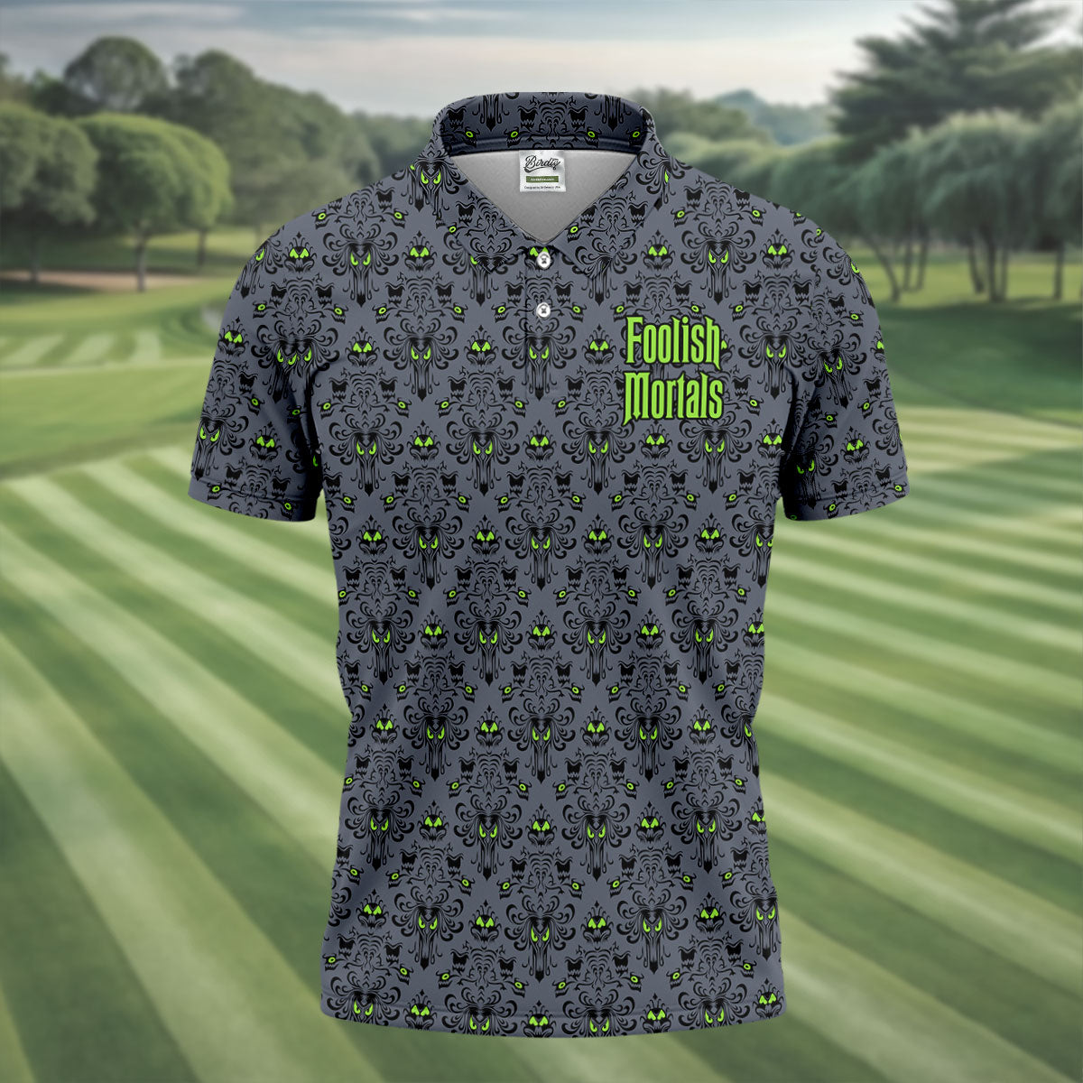 Foolish Mortals Haunted Halloween Polo Shirt, Printed Golf Shirts, Golf Apparel For Men