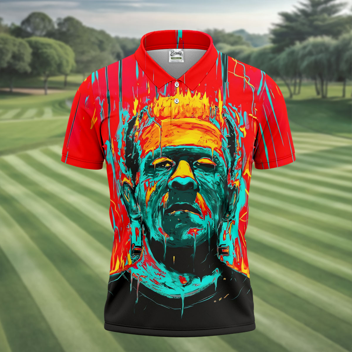 Colorful Horror Character Halloween Polo Shirt, Mens Golf Polo, Golf Shirts For Men