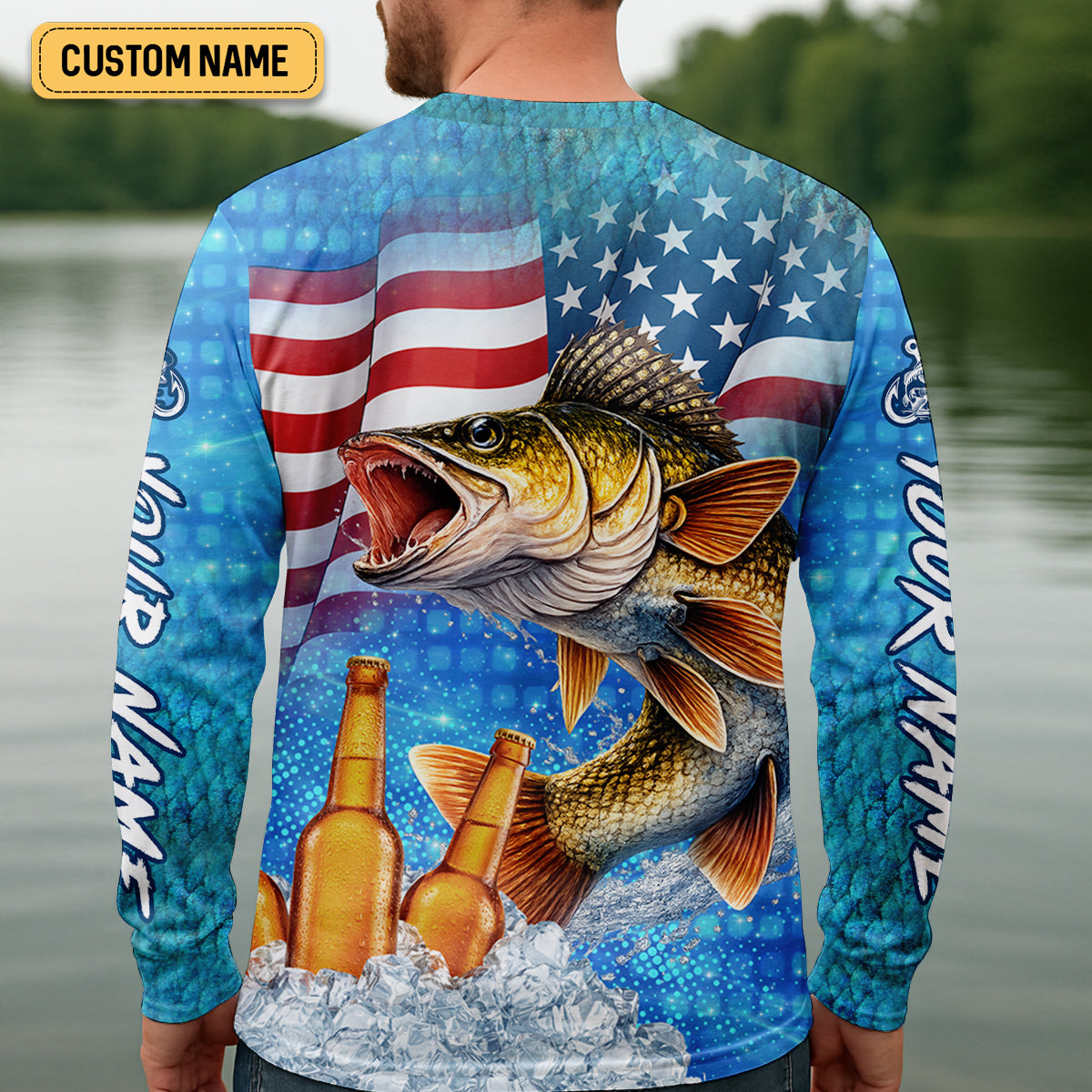 Fishing And Beer Patriotic Fishing Shirt, 250th Anniversary Fishing UPF Shirts, Gift For Fisherman, Fishing Shirts For Men