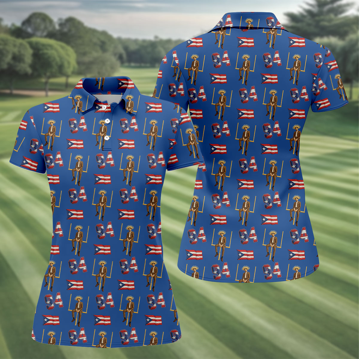 Bad Bunny Benito Bowl Football Theme Blue Polo Shirt Womens, American Football League Gift Ideas For Football Fans