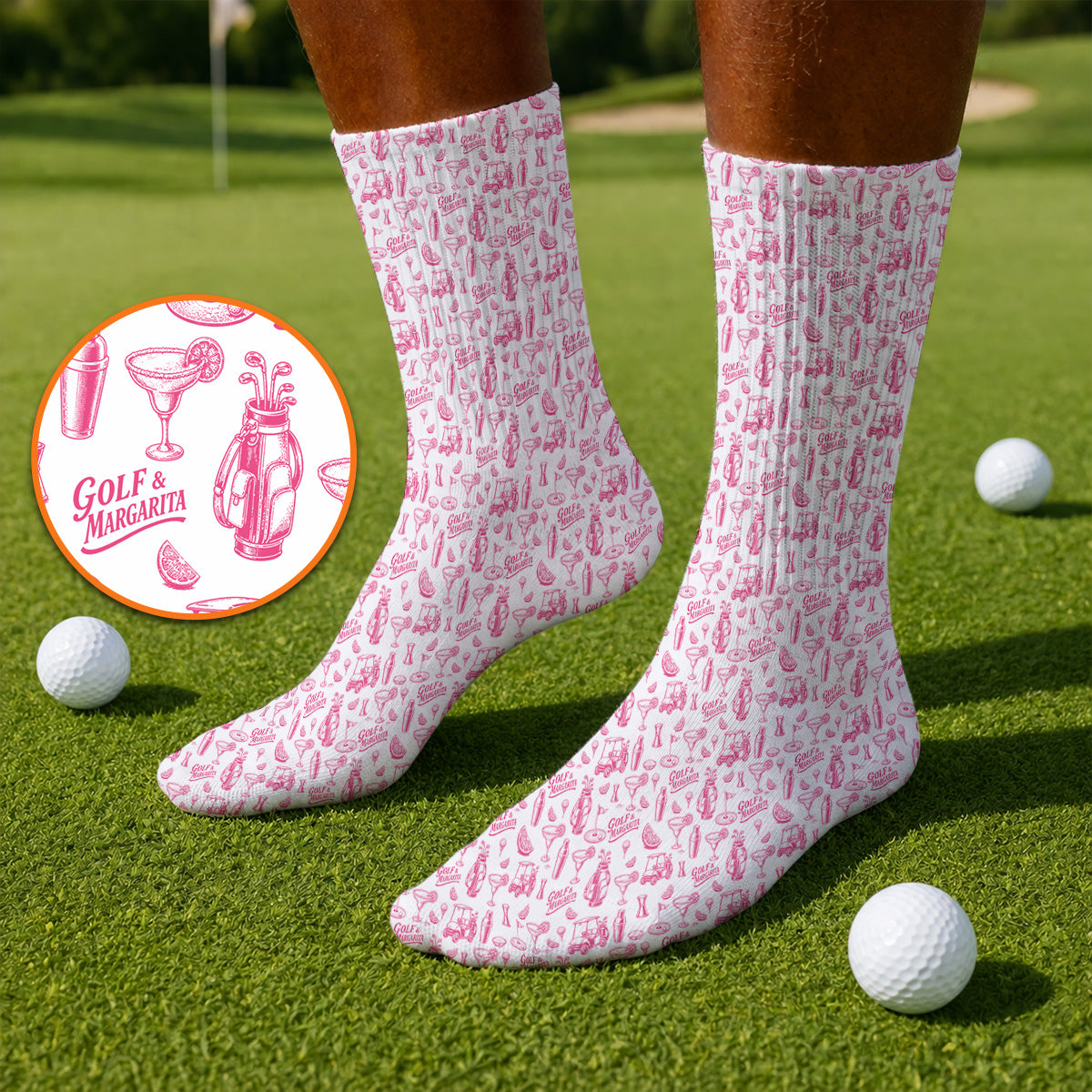 Golf & Margarita Pattern Golf Sock, Margarita Lover Golf Socks, Funny Golf Gift For Golfer