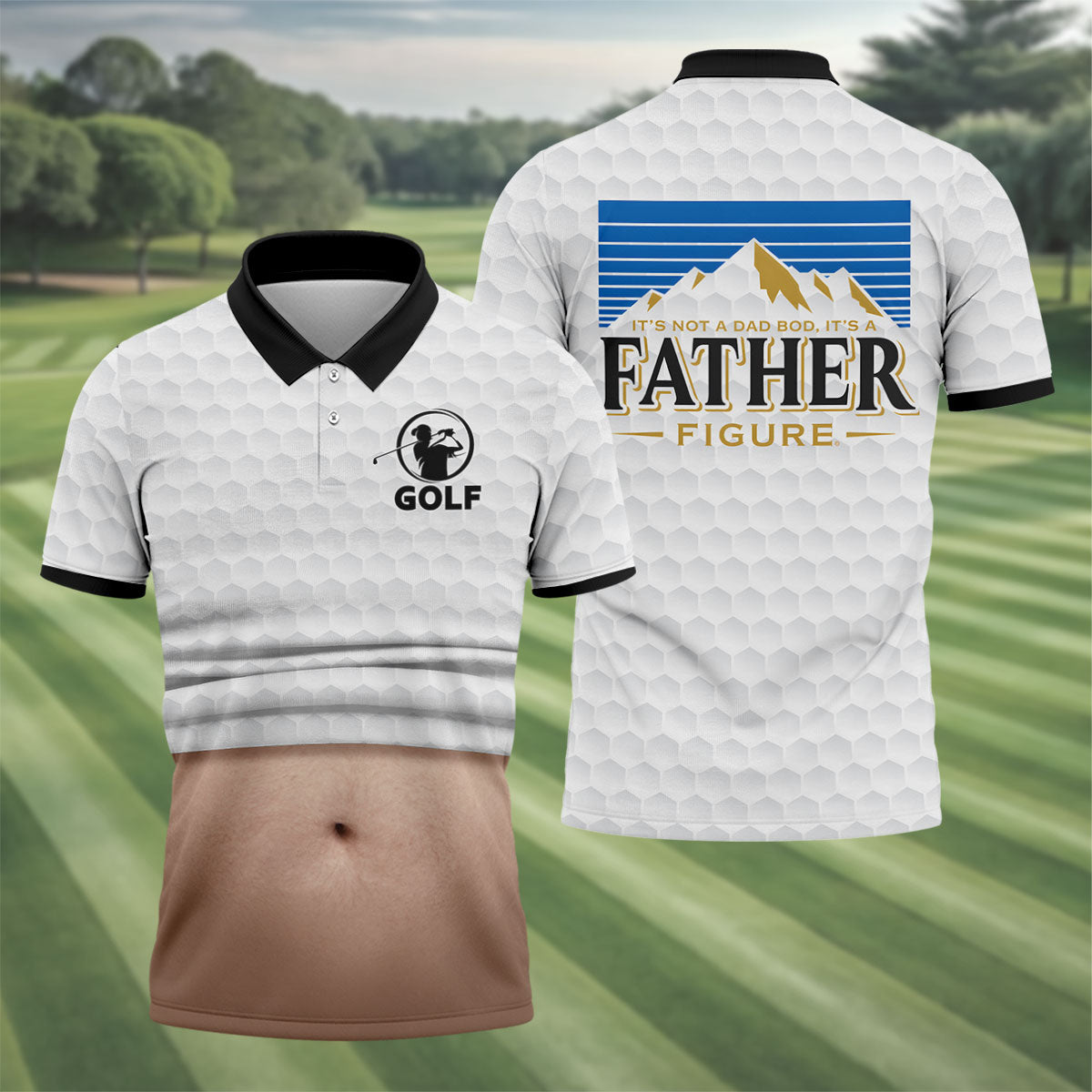 It's Not A Dad Bod It's A Father Figure Men's Funny Golf Shirts, Father's Day Golf Gift