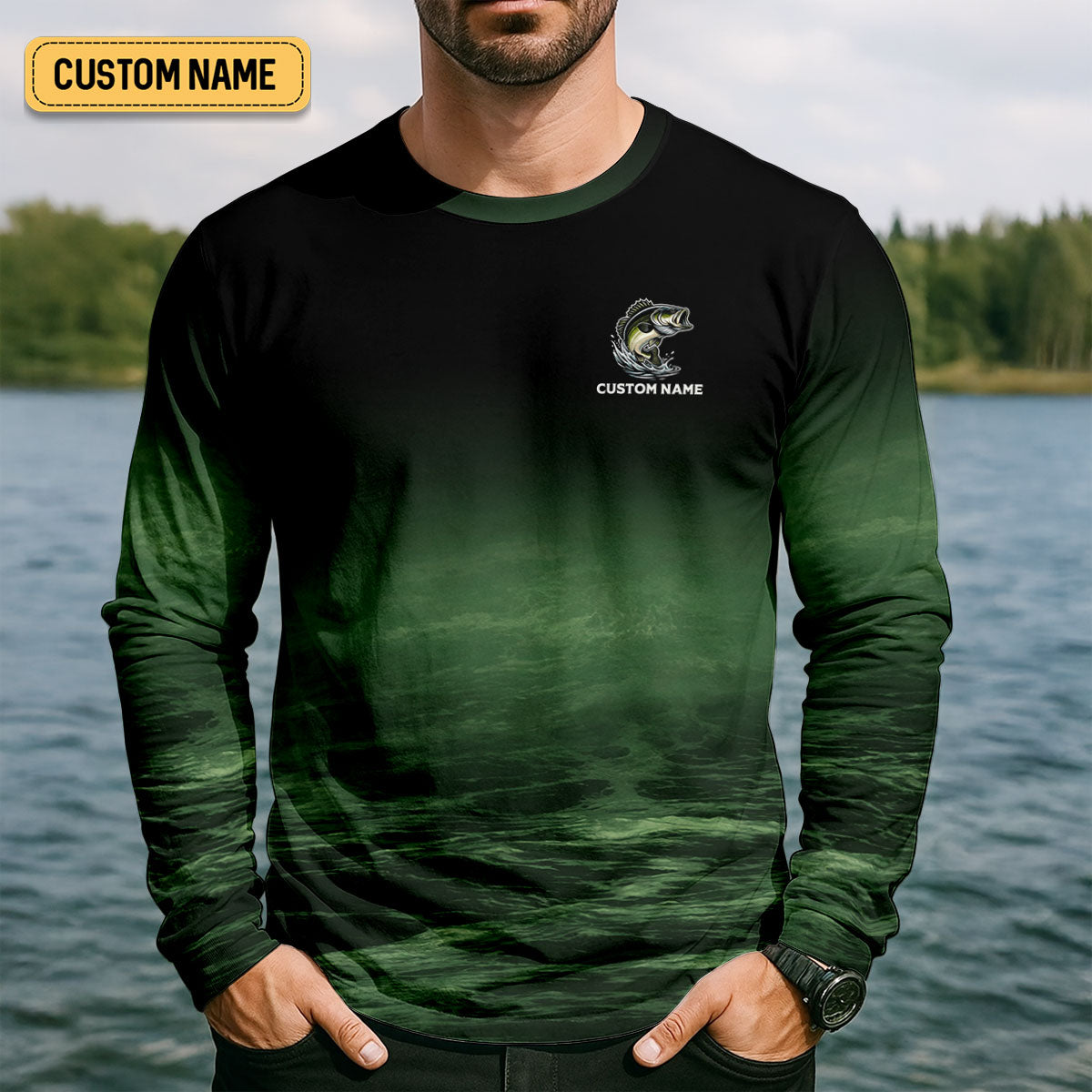 Custom Born To Go Fishing Long Sleeve Shirt, Funny Fisherman Gift for Men, Fishing UPF Shirts