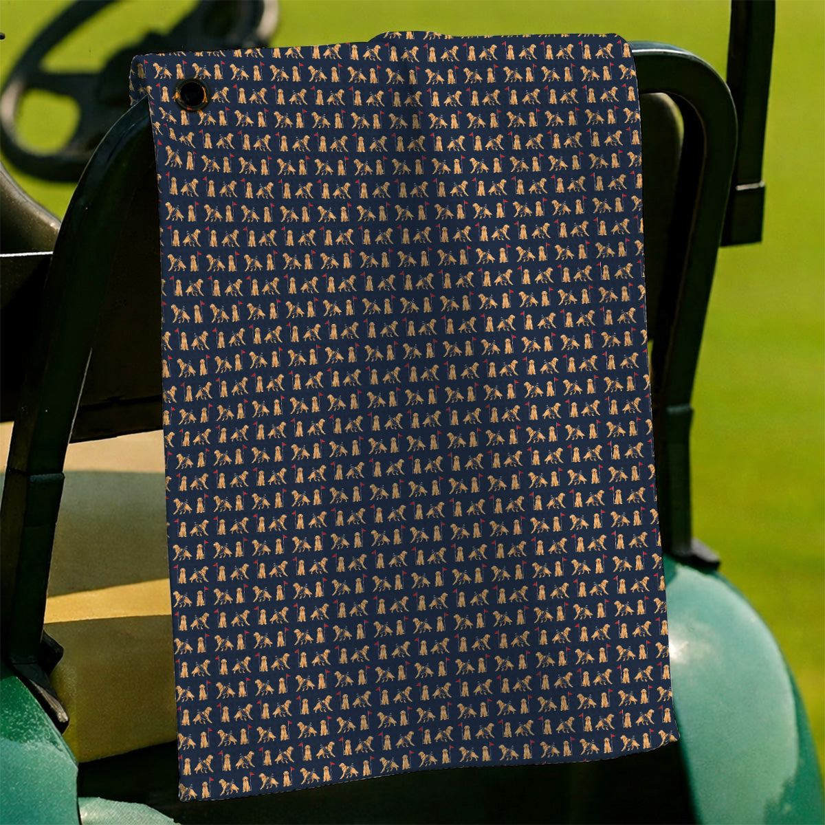 Funny Golden Retriever Golf Towel, Golden Retriever Pattern Golf Towels, Dog Lover Golf Shirt
