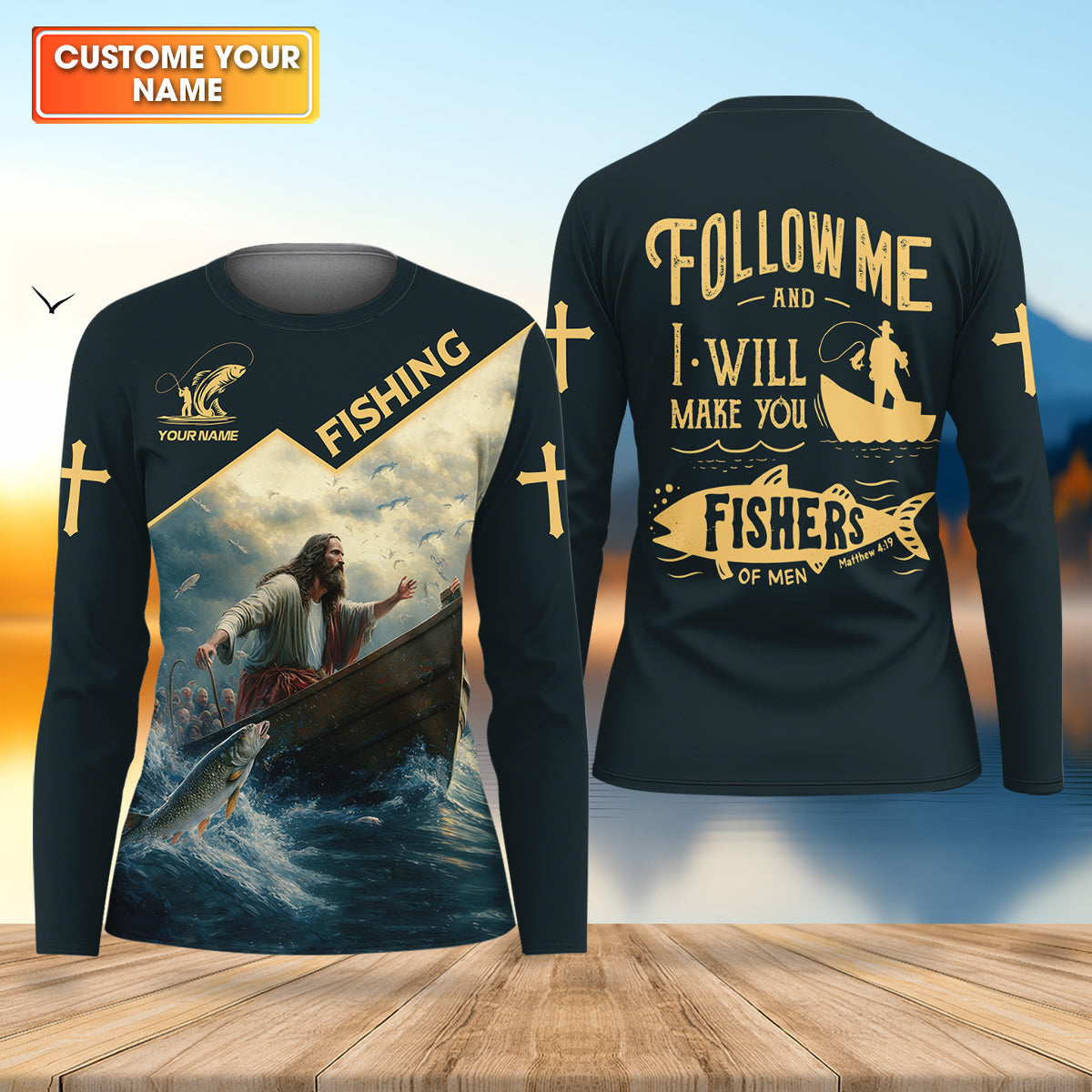 I Will Make You Fishers Of Men Christian Fishing Bible Fishing UPF Shirts, Women Fishing Shirt