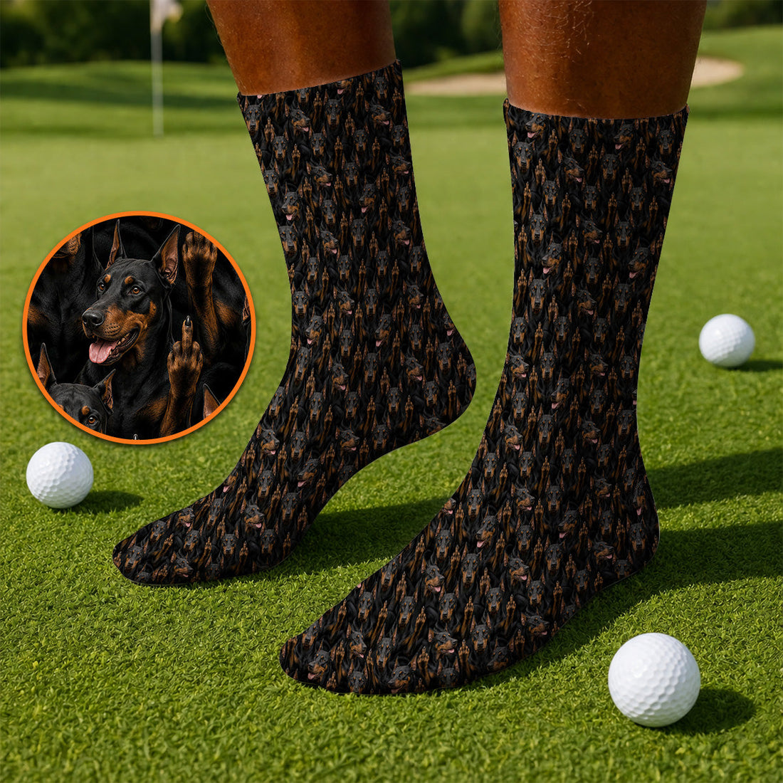 Doberman Golf Socks, Funny Doberman Pattern Golf Sock, Golf Gift For Golfer