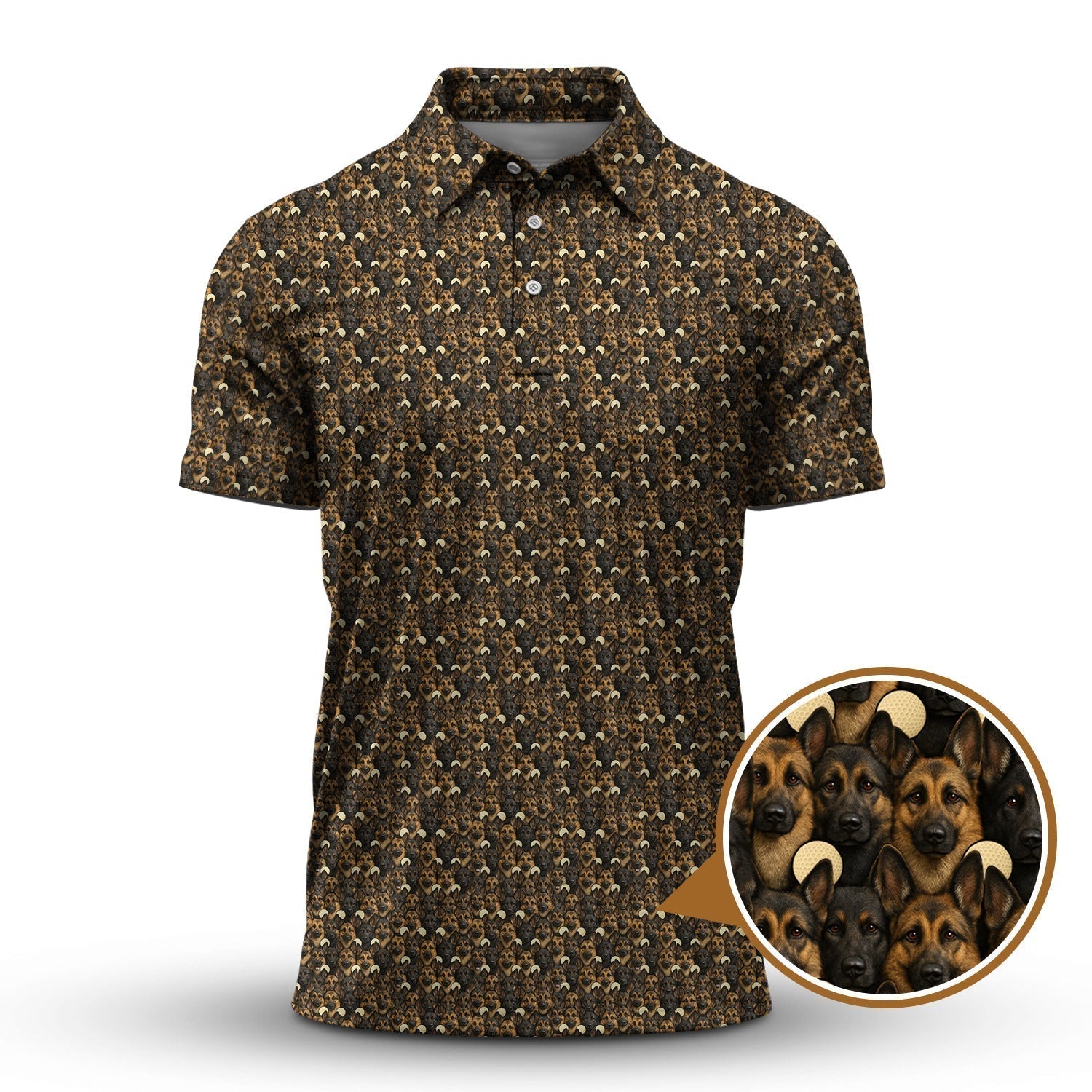 German Shepherd Dog Pattern Golf Shirt, Funny German Shepherd Golf Shirt For Dog Lovers, Golf Gift For Golfers