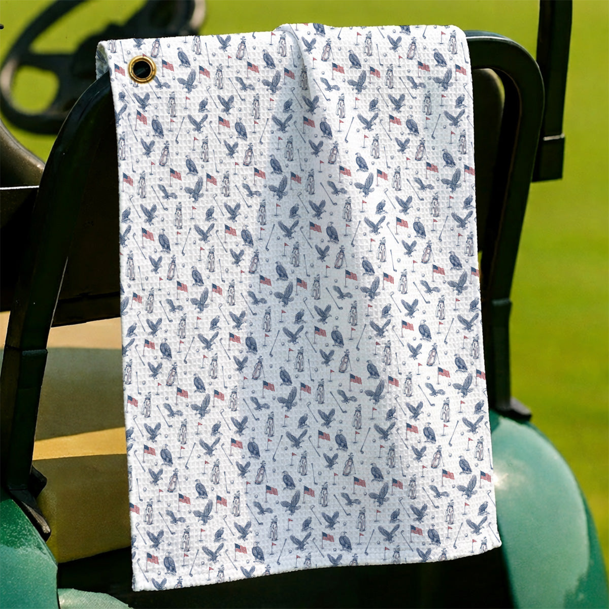 Patriotic Eagle Golf Towel, American Flag Pattern Golf Towels, USA Independence Golf Apparel