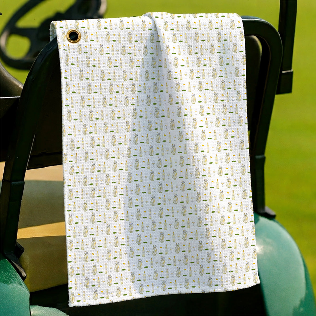 White Wine Pattern Golf Towels, Elegant Winery Golf Towel, Wine Golf Gift For Golfer