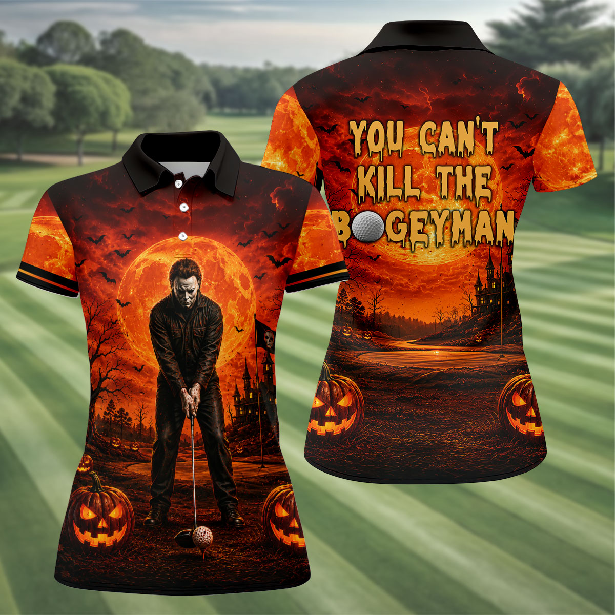 You Can't Kill The Bogeyman Halloween Golf Polo Shirt, Women’s Golf Polo, Womens Golf Tops