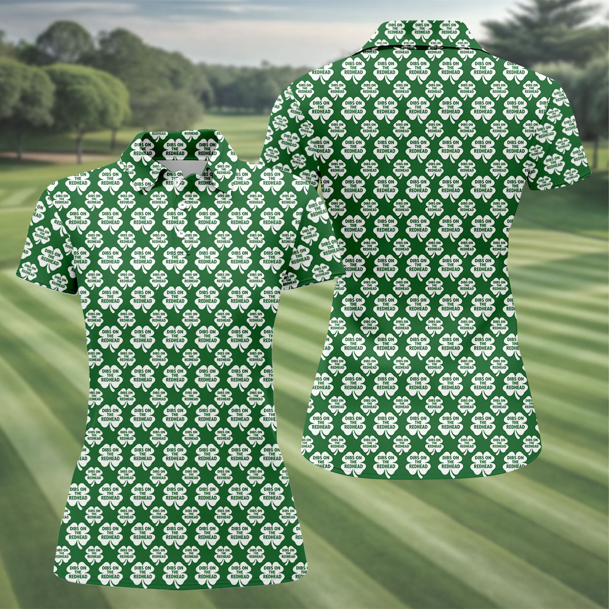 Dibs On The Redhead Lucky Four Leaf Clover St Patrick's Day Golf Shirt, Women's Golf Tops, Ladies Golf Shirts