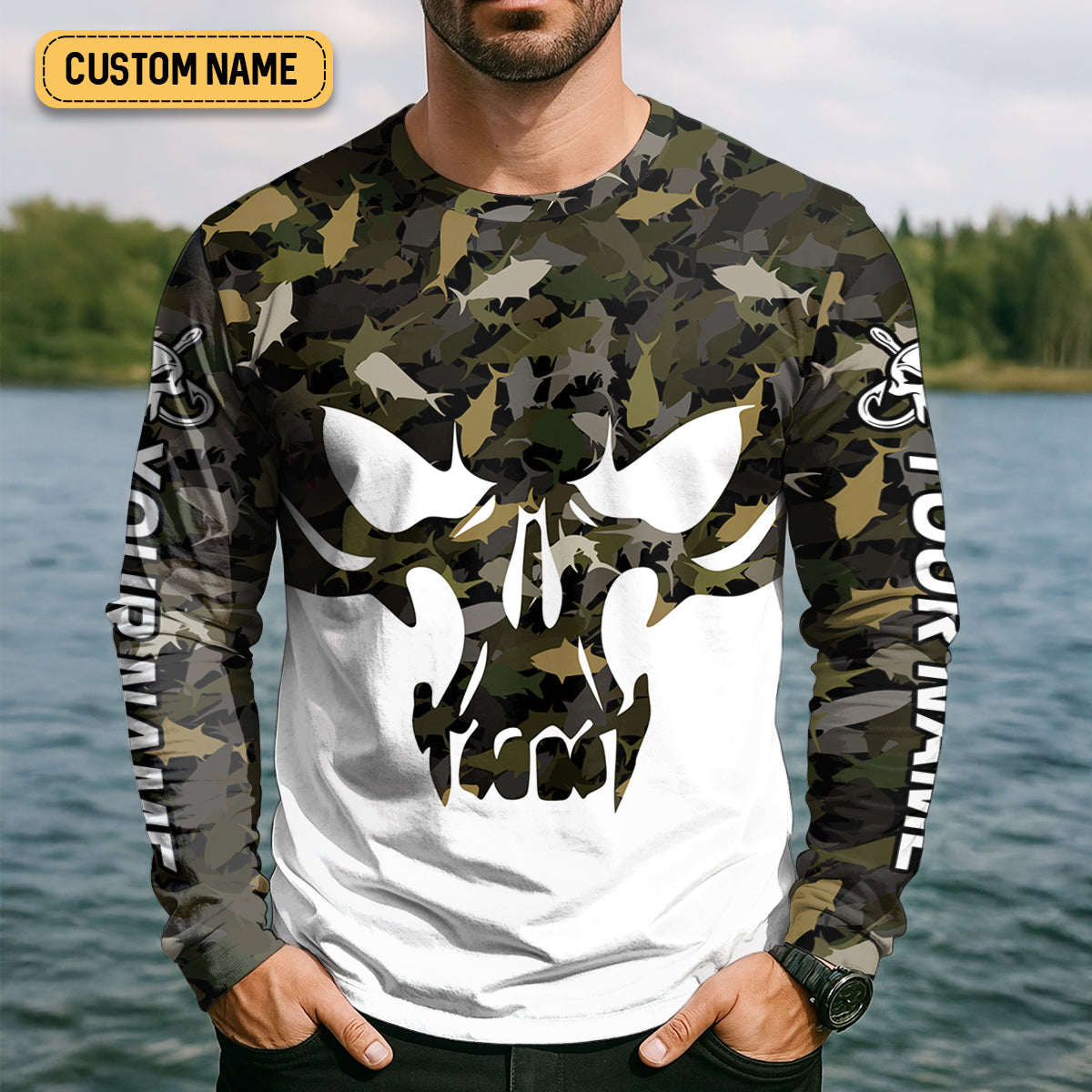 Deep Ocean Fishing SPF Shirt For Men, Camouflage Fishing Shirts, Fishing Gifts For Men, Men's Fishing Shirt