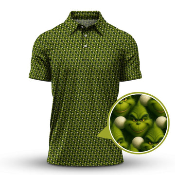 Funny Grinch Pattern Golf Shirt, Crazy Golf Shirt for Men, Golf Gift For Golfer