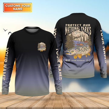 Protect Our National Parks Fishing UPF Shirts, Custom Fishing Shirt, Fishing Gift for Men, Men's Fishing Shirt
