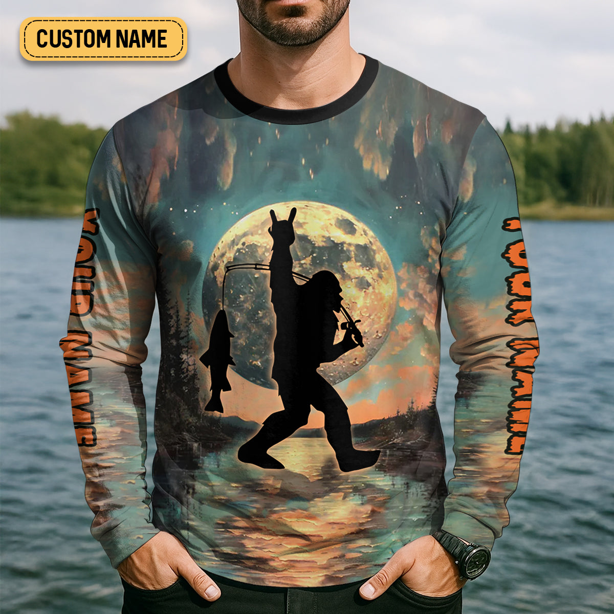 Bigfoot Saw Me Fishing But Nobody Believes Him Funny Sasquatch Fishing SPF Shirt For Men