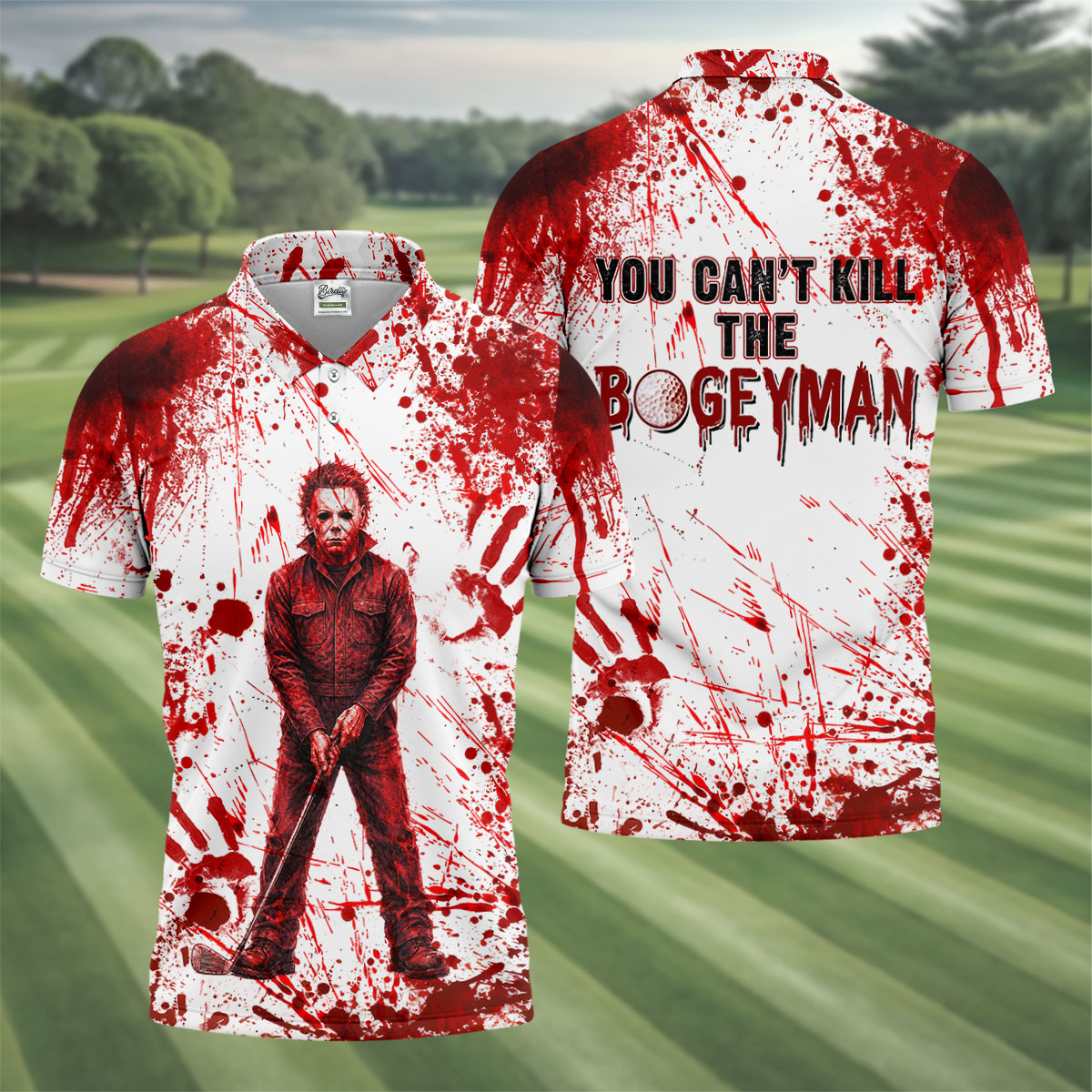 You Can't Kill The Bogeyman Halloween Polo Shirt, Mens Golf Polo, Golf Shirts For Men