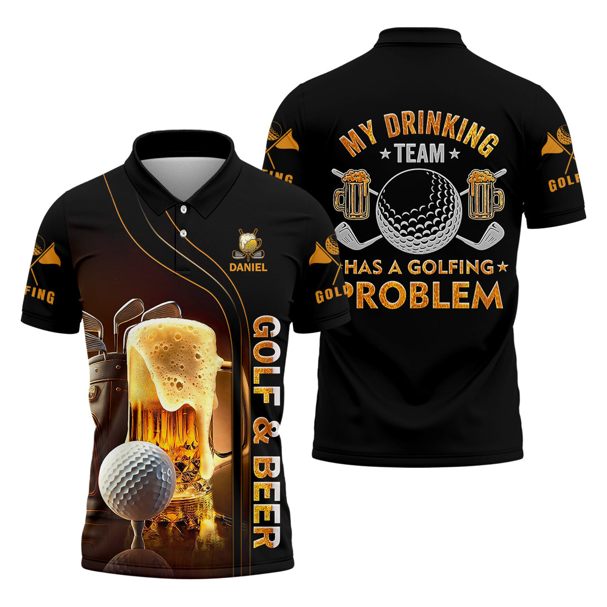 My Drinking Team Has Golfing Problem Beer Custom Men's Golf Polo ShirtMens Golf Gift, Funny Golf Shirt