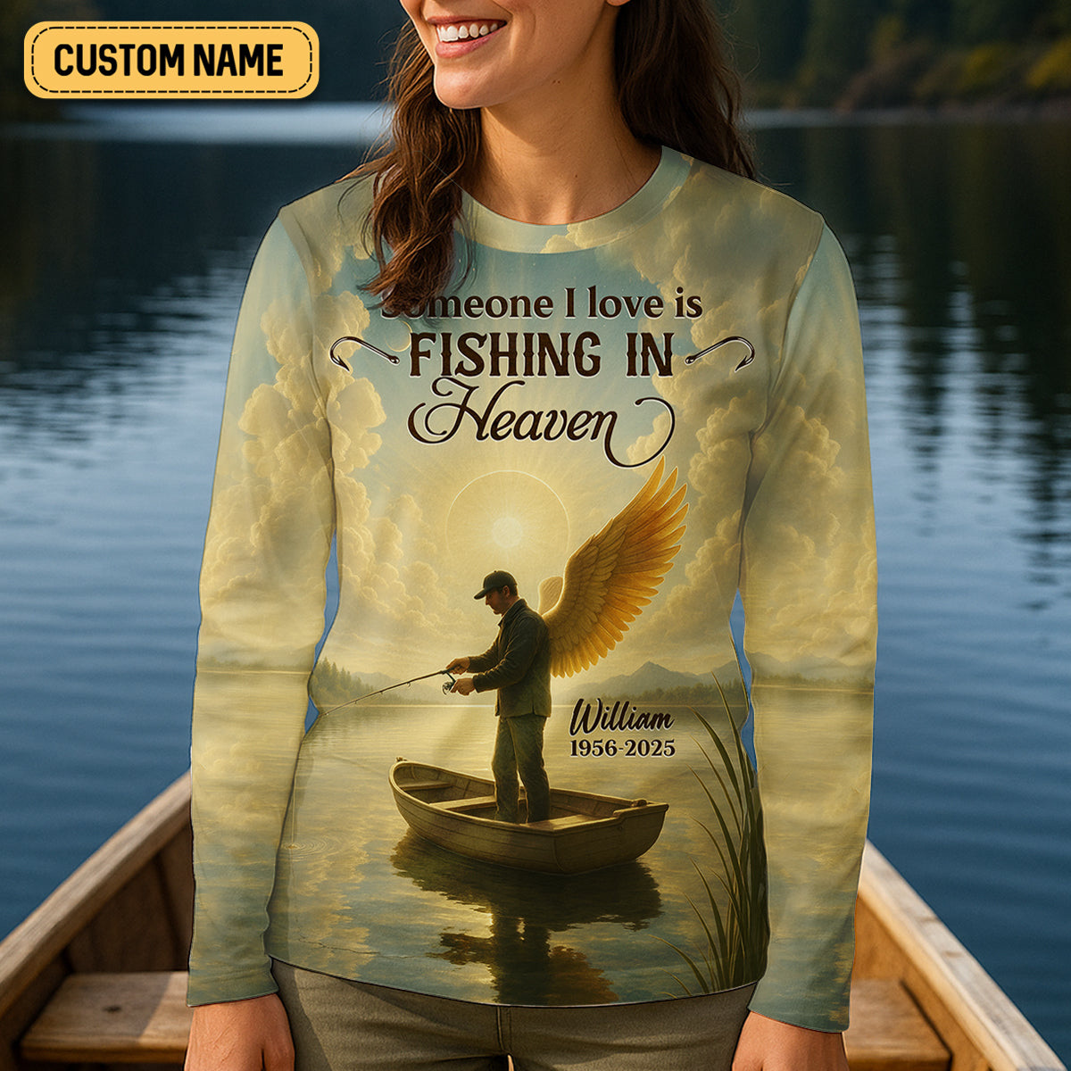 Fishing In Heaven Fishing UPF Shirts, Fishing Memorial Women SPF Shirt, Female Fishing Shirts
