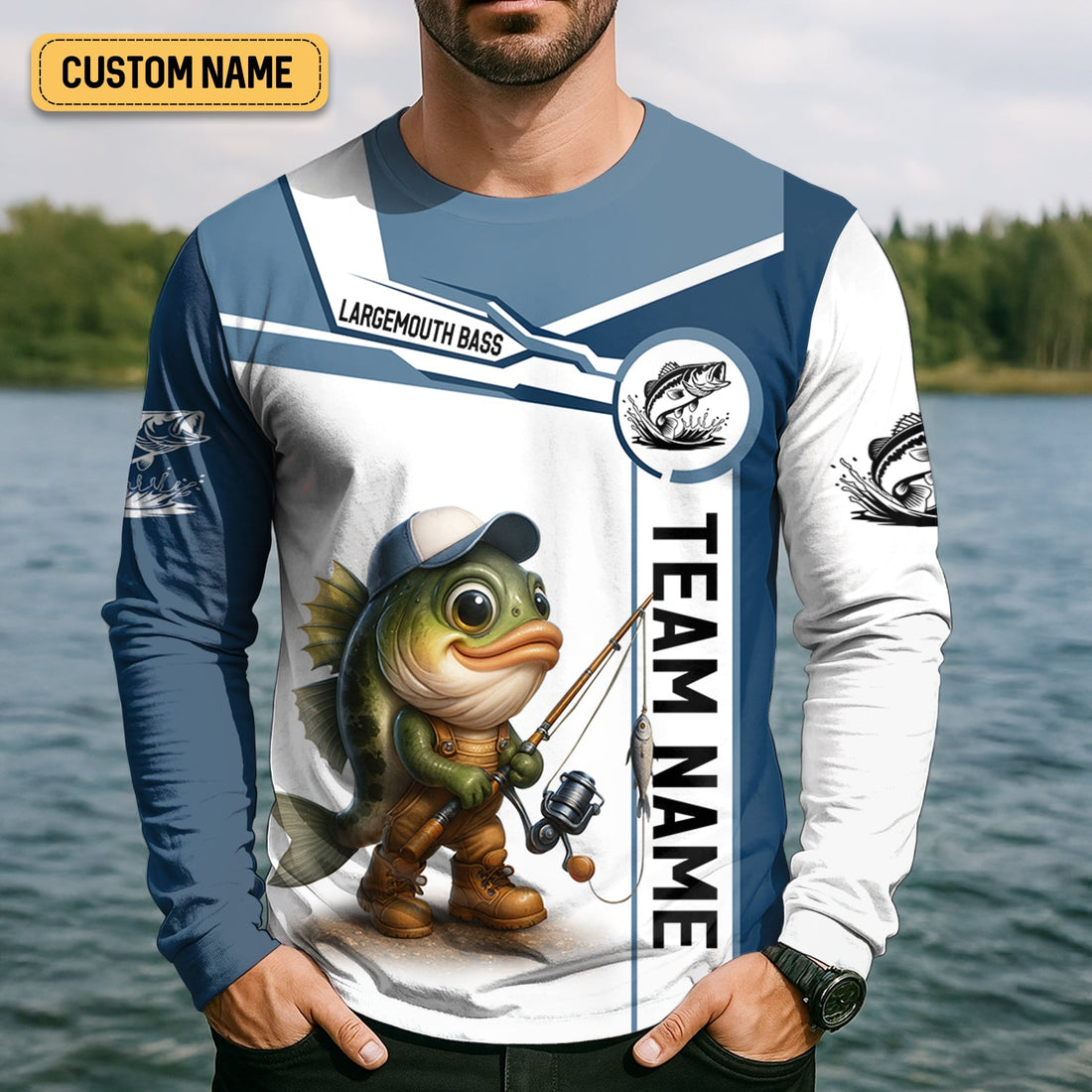 Team Fishing Shirt, Largemouth Bass Fishing, SPF Shirt For Men, Men Jersey, Mens Casual Shirts