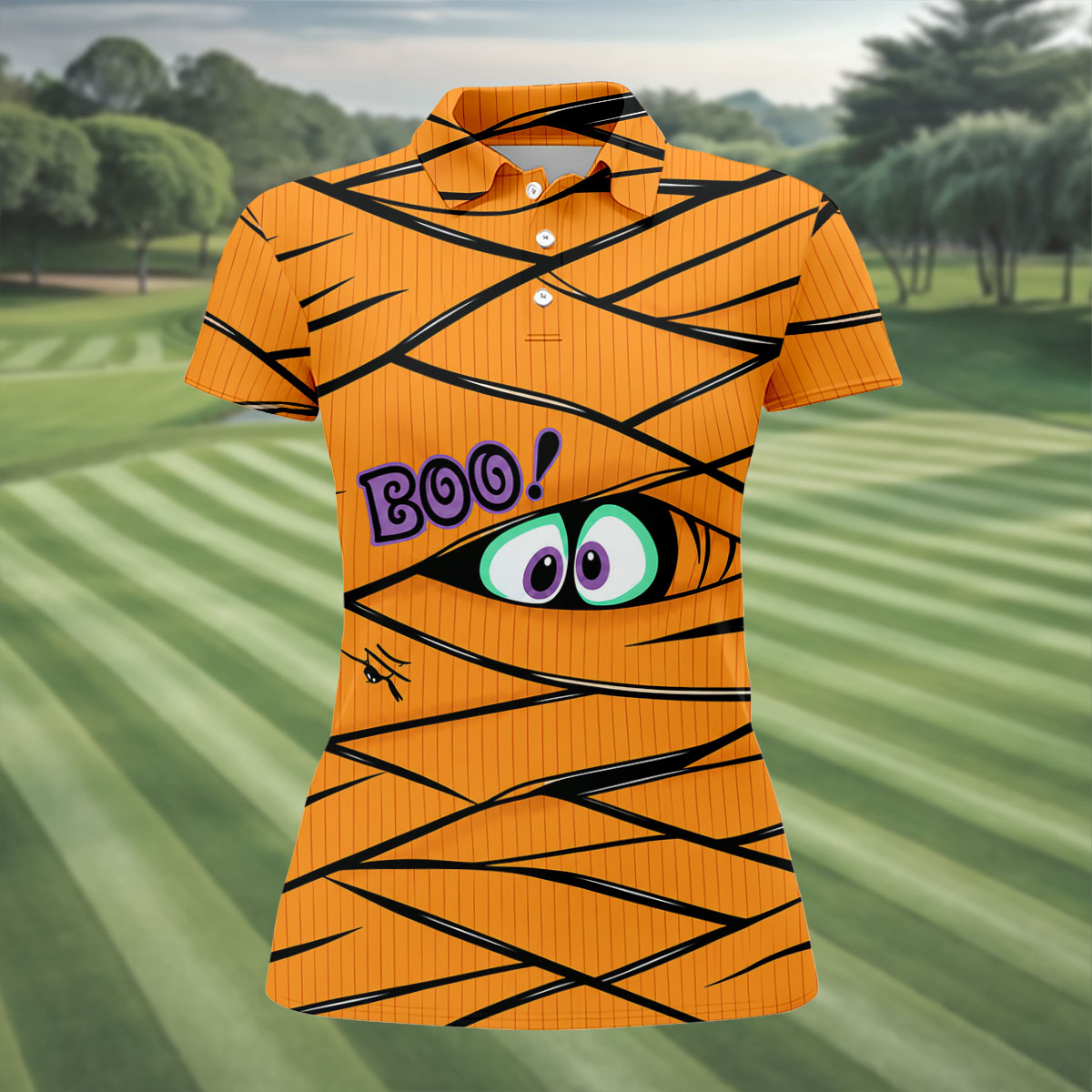 Boo Mummy Halloween Horror Character Polo Shirt, Ladies Golf Shirts, Golf Shirts For Women