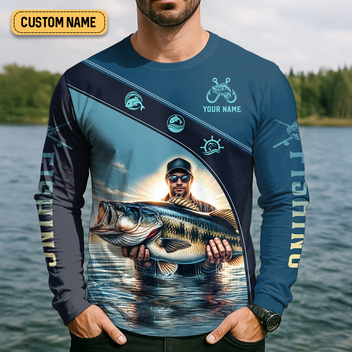 Mine's So Big I Have To Use Two Hands Funny Fishing Shirt, SPF Shirt For Men, Gift For Fisherman