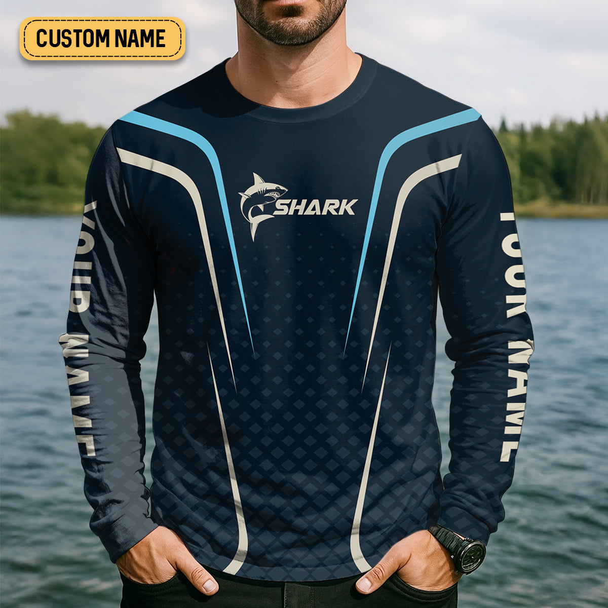 Shark Performance Fishing Shirts, Custom Fishing Shirts, Fishing UPF Shirts, Men's Fishing Shirt