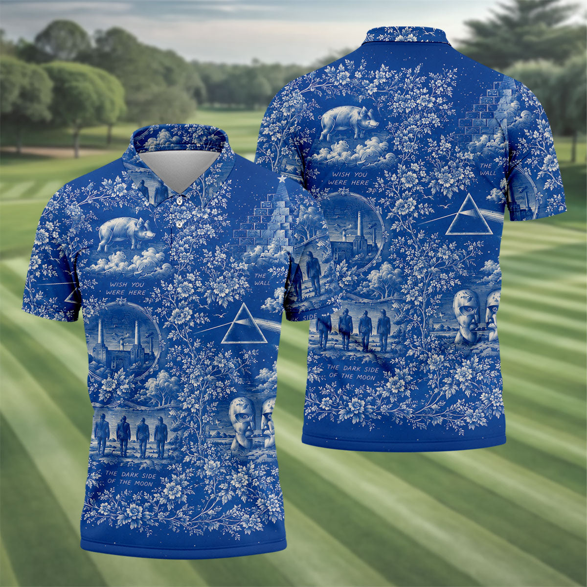 Surreal Retro Music Art Pattern Polo Shirt, Mens Golf Polo, Golf Polo Shirts For Men