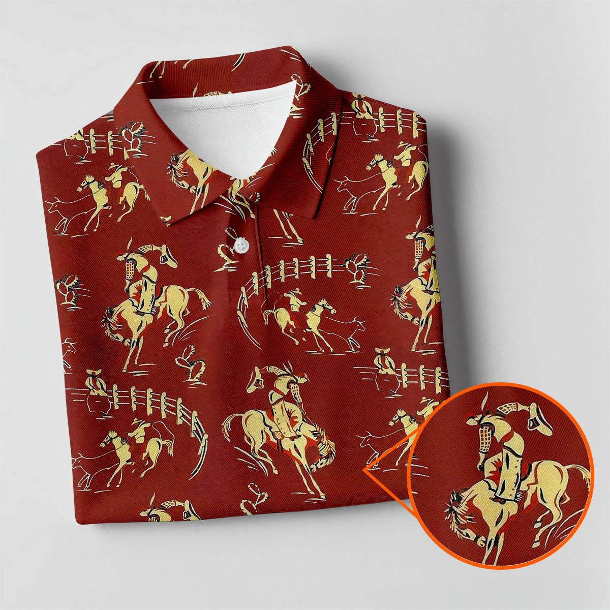 Vintage Rodeo Cowboy Pattern Golf Polo Shirt, Women's Golf Apparel, Ladies Golf Shirt