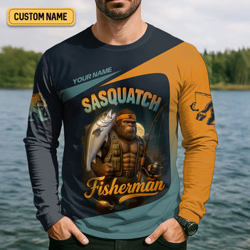 Sasquatch Fishing Shirt With Hood, Long Sleeve Sun Shirt, Fishing Shirts For Men