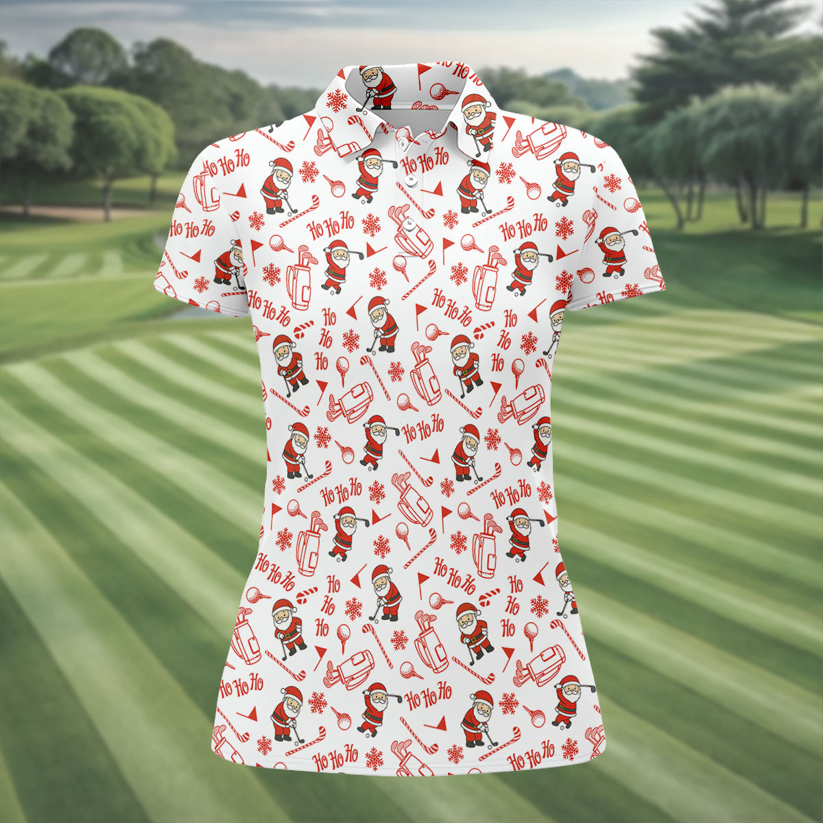 Ho Ho Ho Merry Christmas Funny Print Golf Shirt, Christmas Golf Shirt, Golf Gifts For Women, Fun Golf Shirt