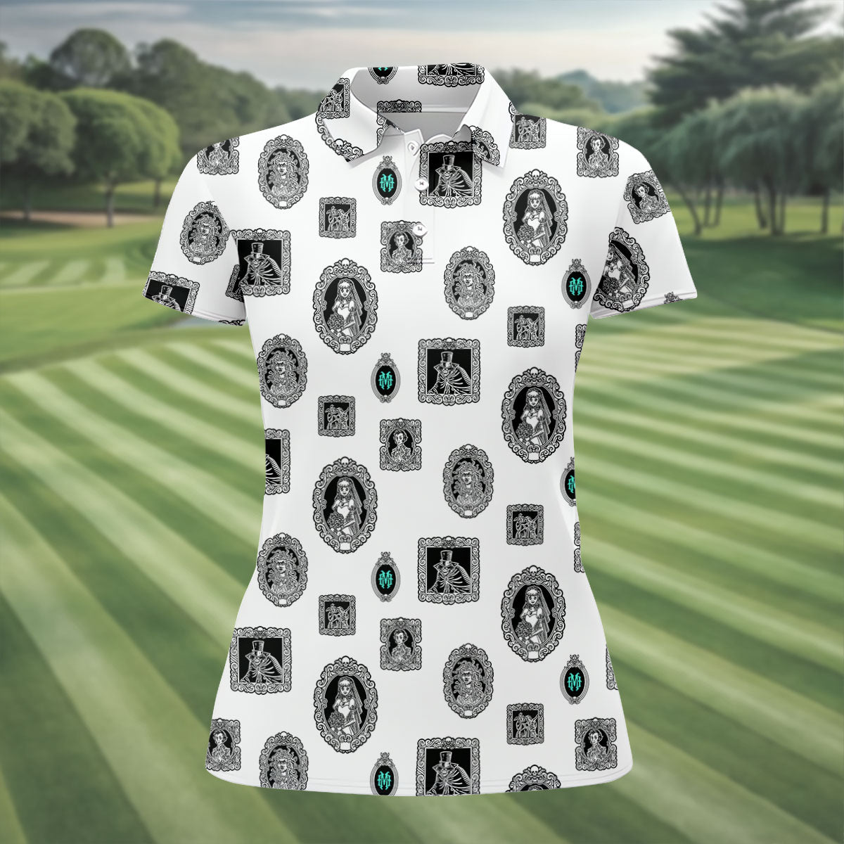 Gothic Portrait Halloween Horror Character Polo Shirt, Golf Shirt, Golf Shirts For Women