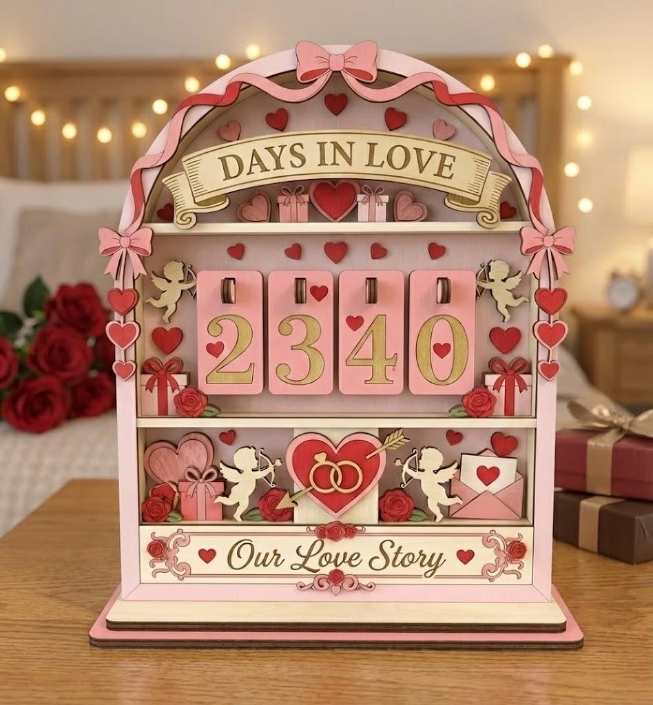 Personalized Days in Love Tracker, Custom Anniversary Counter Sign, Romantic Couple Decor, Valentine’s Day Gift