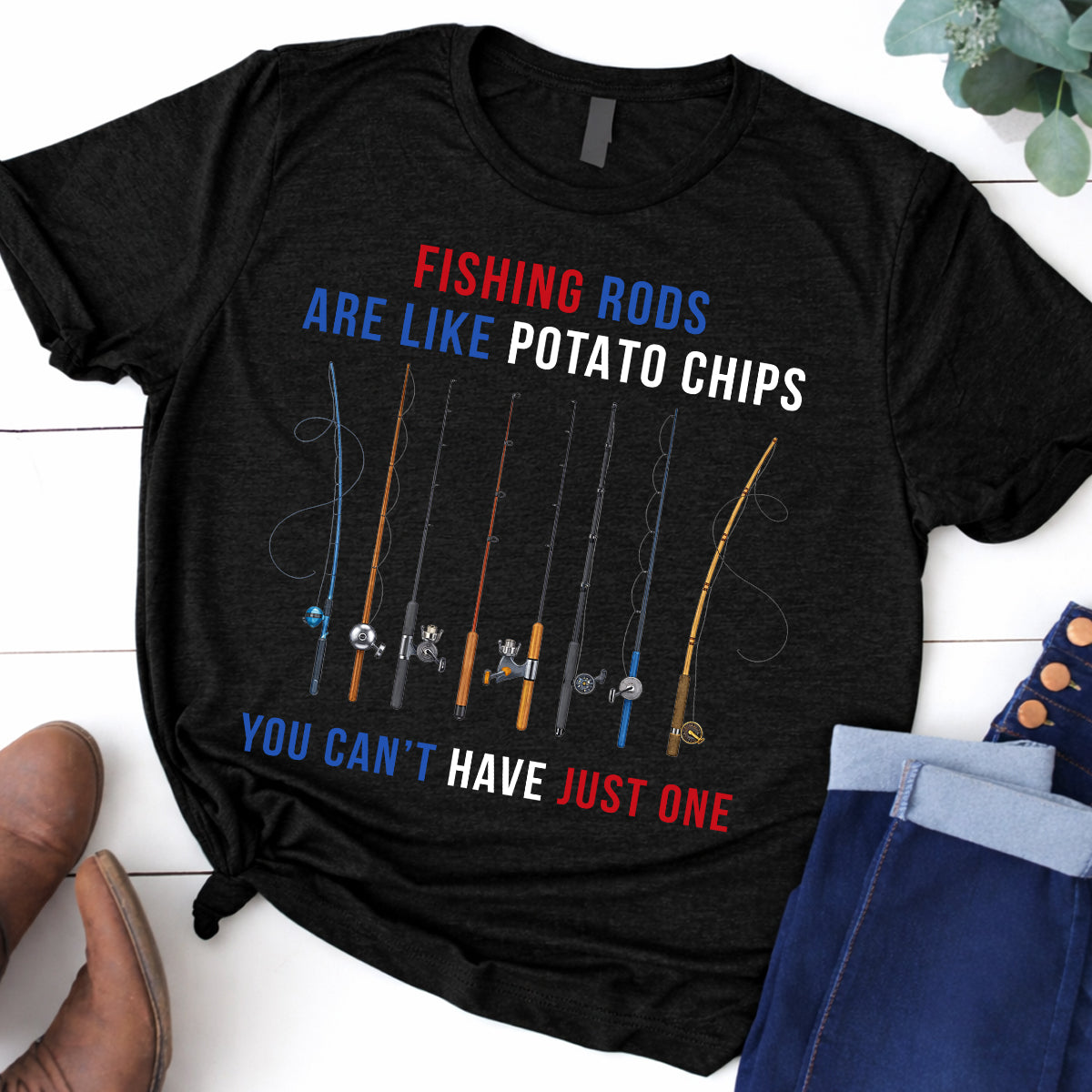 Fishing Rods Are Like Potato Chips Patriotic 4th Of July Funny Fishing Shirt, 250 Years Fishing Shirts For Men