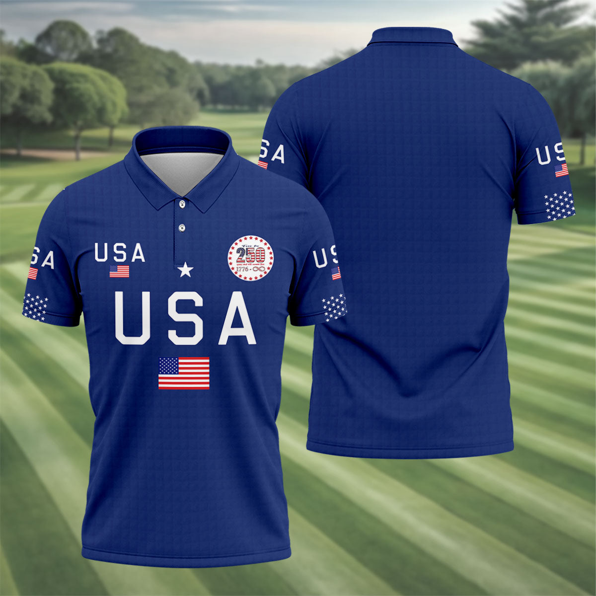 Free For 250 Years Patriotic Golf Shirt, 4th Of July Golf Shirt, 250th Anniversary Polo ShirtFor Men