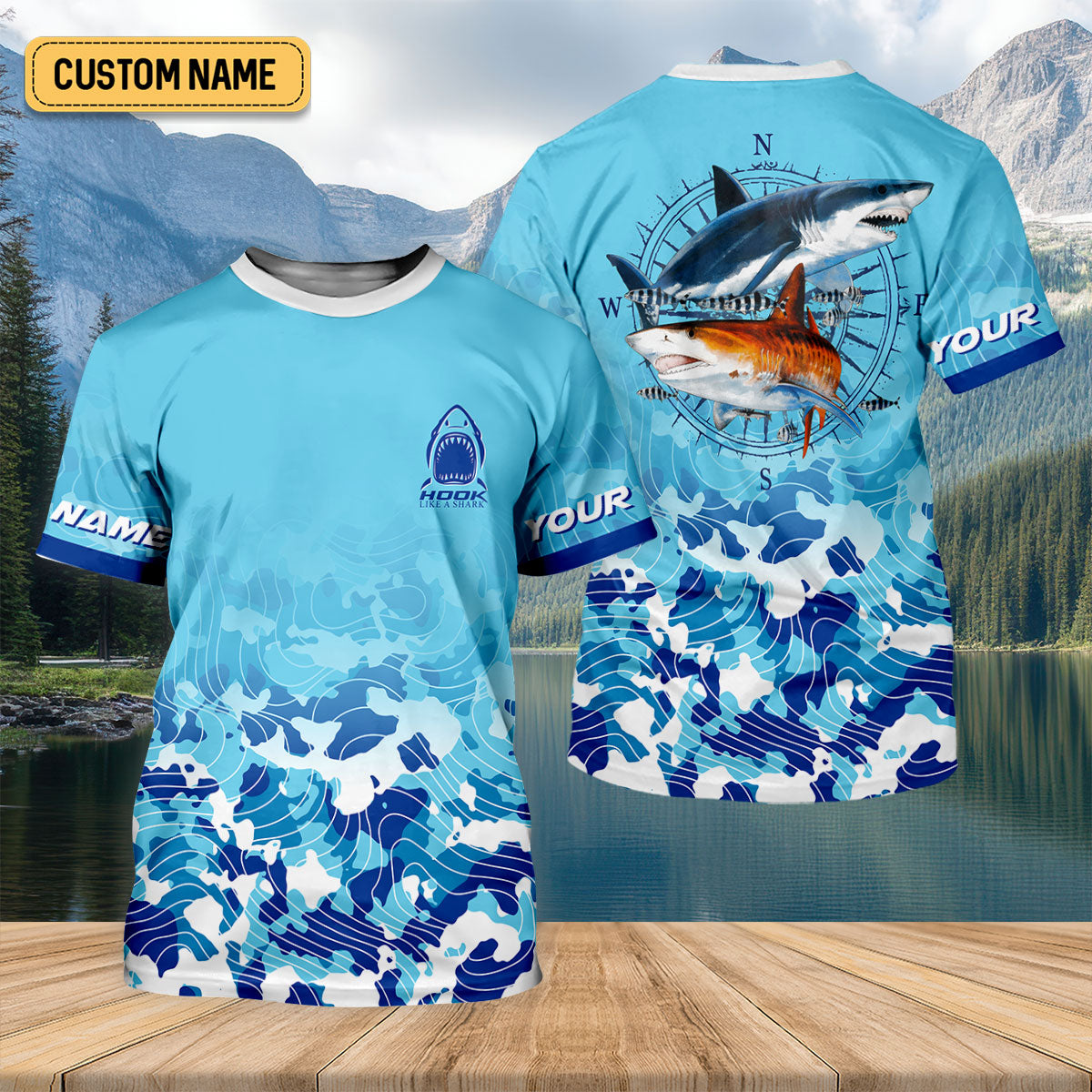 Custom Name Fishing Shirt for Men, Short Sleeve Saltwater Ocean Fishing Shirt, Fishing UPF Shirts
