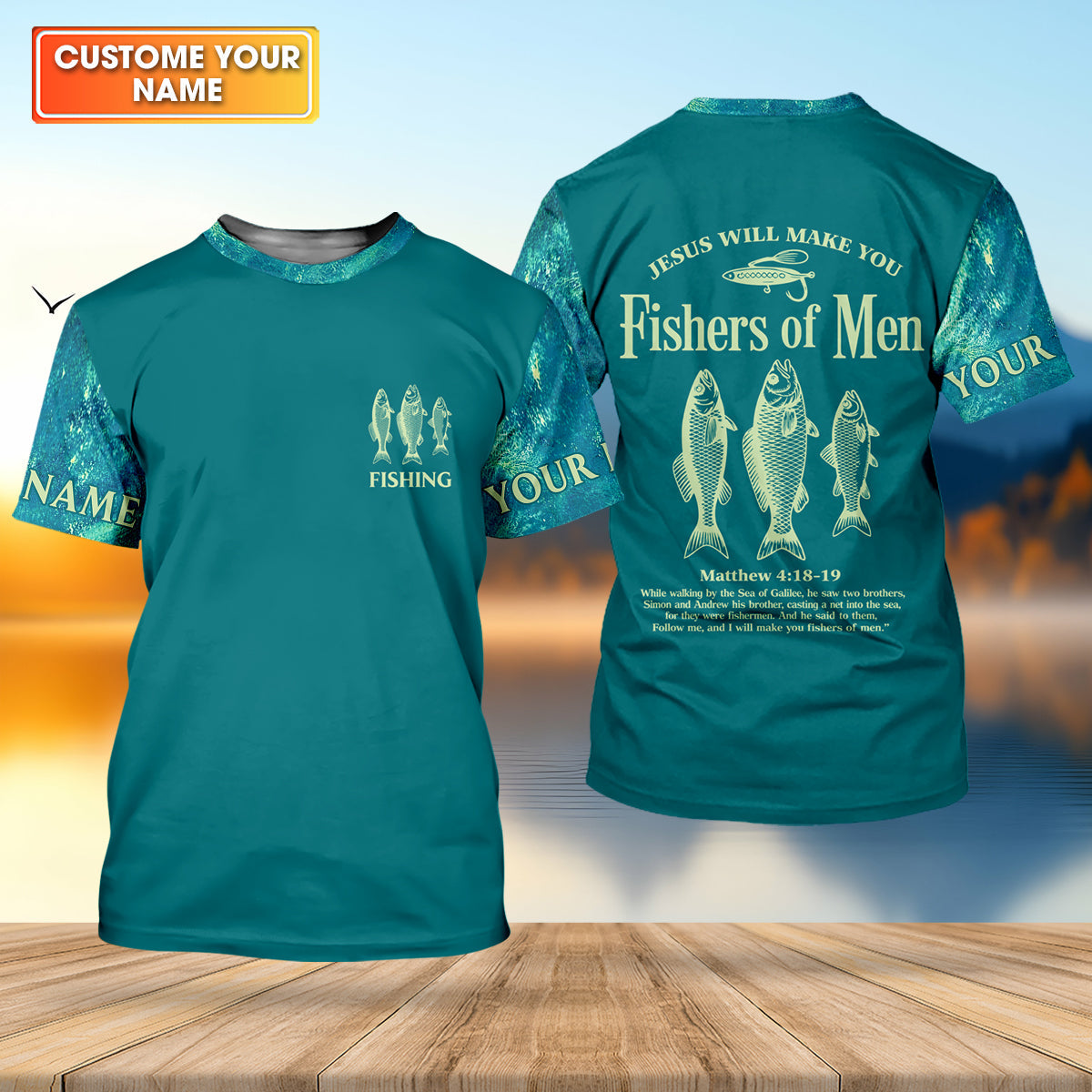 Jesus Will Make You Fishers Of Men Christian Fishing UPF Shirts, Funny Fishing Shirt, Fishing Shirts For Men