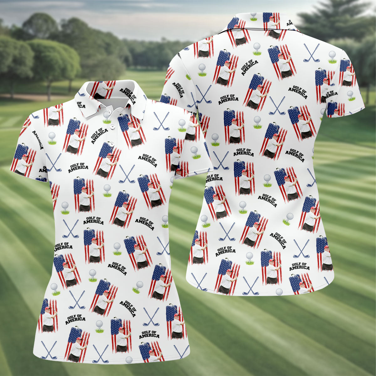 Golf Of America Patriotic Golf Shirt, Fun Women's Golf Shirts, 250 Years 4th Of July Ladies Golf Shirts
