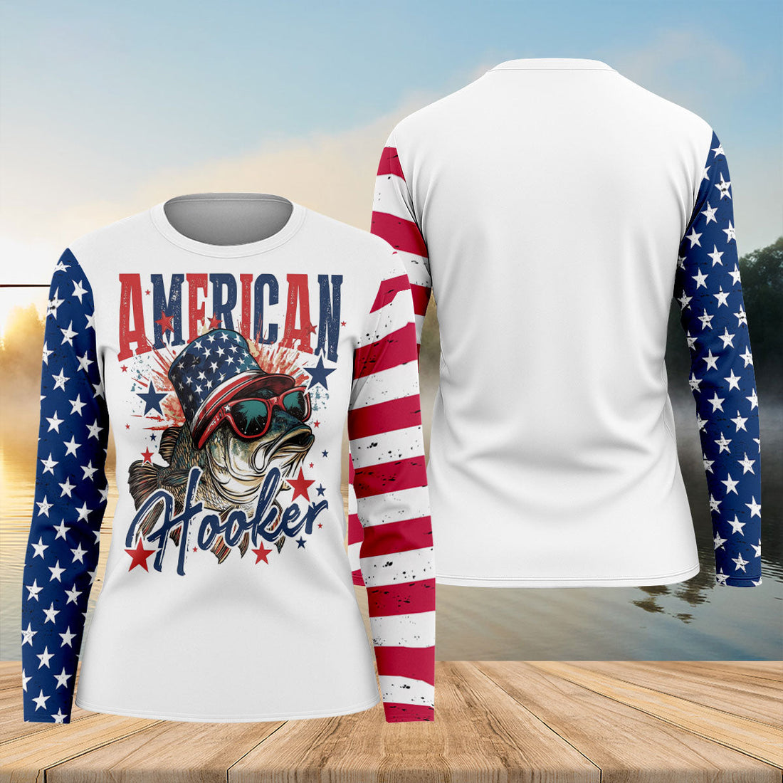 American Hooker Patriotic Fishing Shirt, Fishing UPF Shirts, 250th Anniversary Fishing Shirt For Women