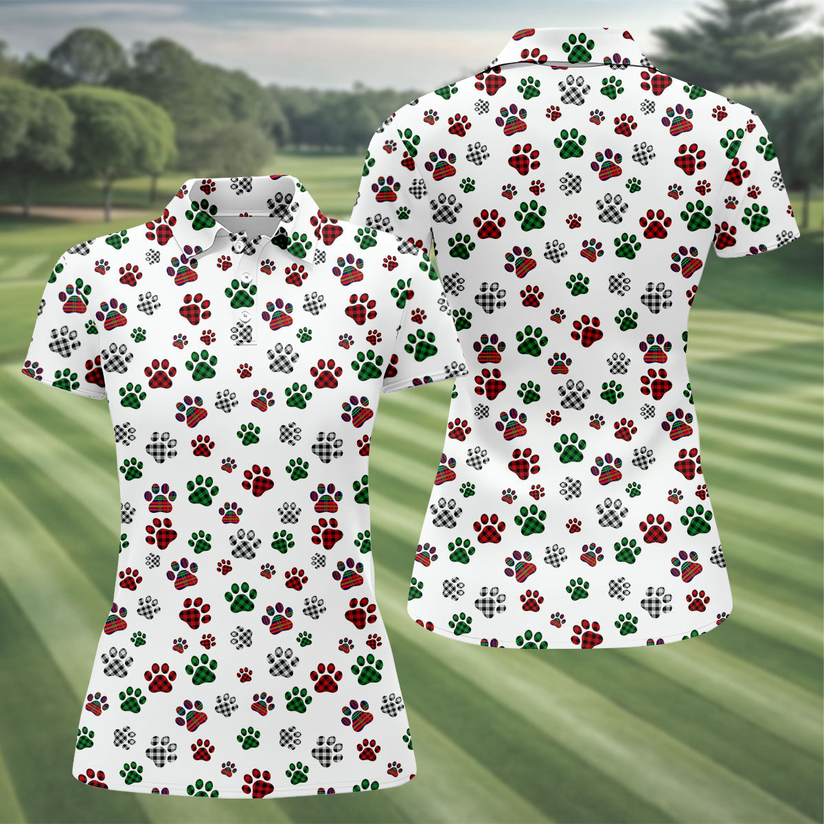 A Heartbeat At My Feet Paw Print Polo ShirtLover Gift, Ladies Golf Shirts, Golf Gifts For Women