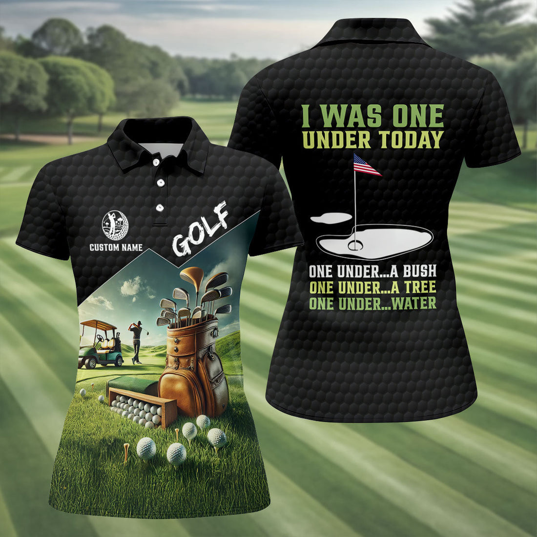 I Was One Under Today Golf Ball Pattern Funny Golf Shirt, Custom Golf Shirts, Golf Shirt For Women