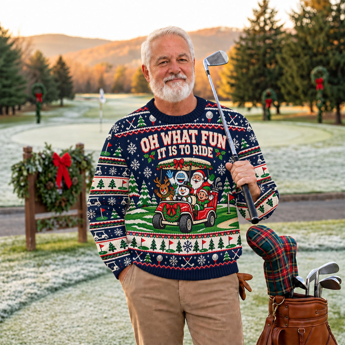 Oh What Fun It Is To Ride Ugly Christmas Sweater, Golf Lover Gifts, Funny Xmas Gifts