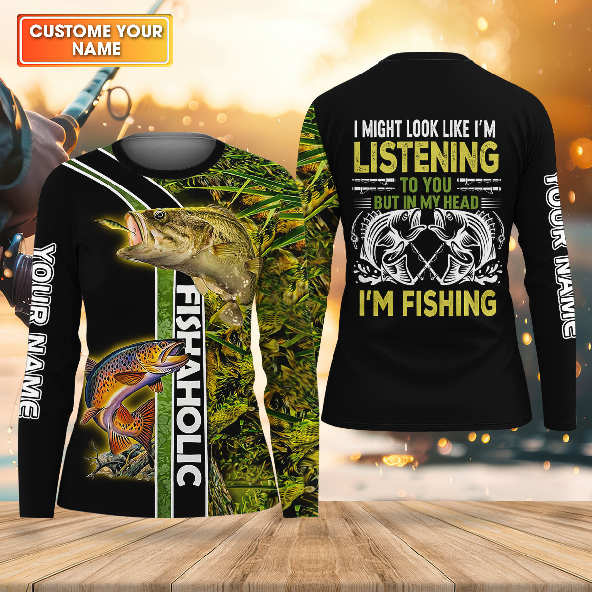 In My Head I'm Fishing Fishaholic Funny Fishing Shirt, Fishing UPF Shirts, Fishing Shirt For Women