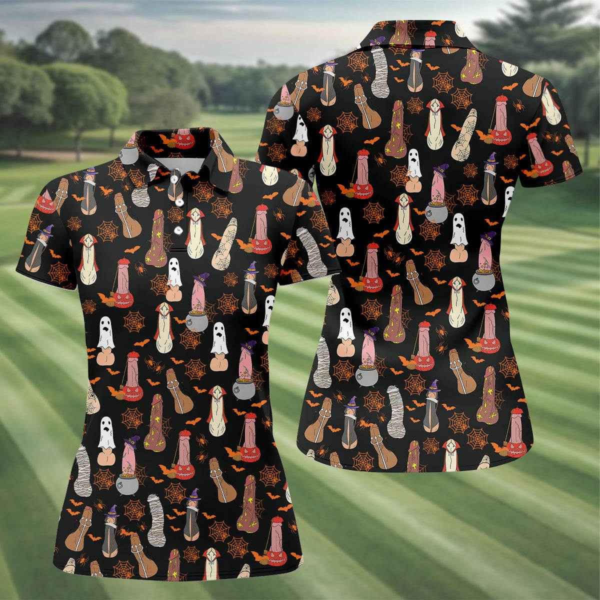 Funny Dirty Black Halloween Golf Shirt, Fun Women's Golf Shirts, Halloween Gift Idea, Ladies Golf Polos