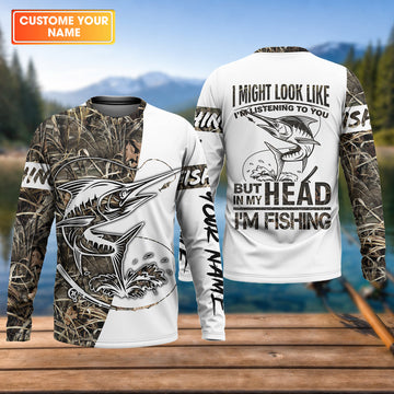 Personalized Marlin Fishing UPF Shirt – Funny Fishing Long Sleeve Shirt for Men