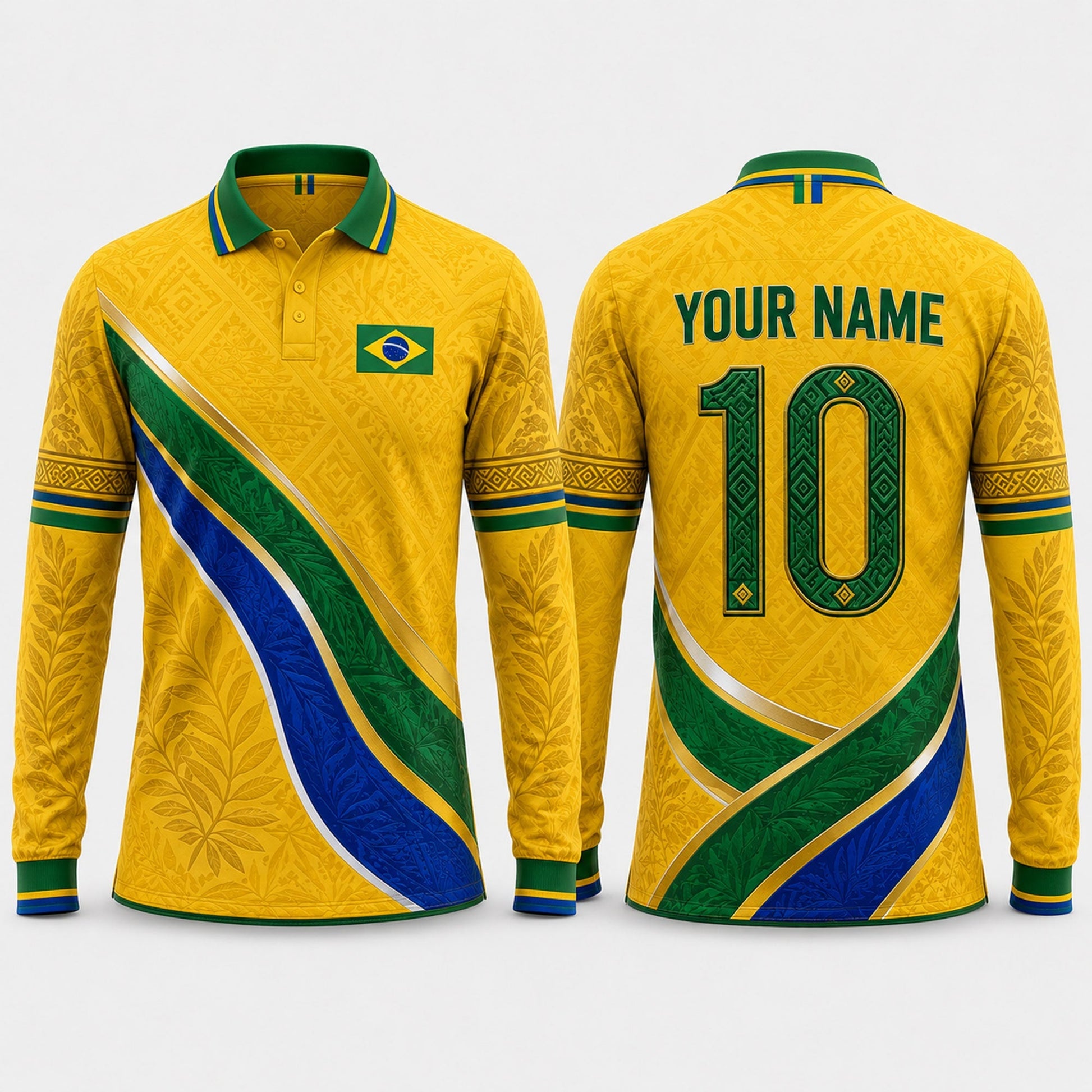 Yellow Green Brazil Fooball Shirt, V-Neck For Men Football Lover, Soccer Game Day Football Gifts