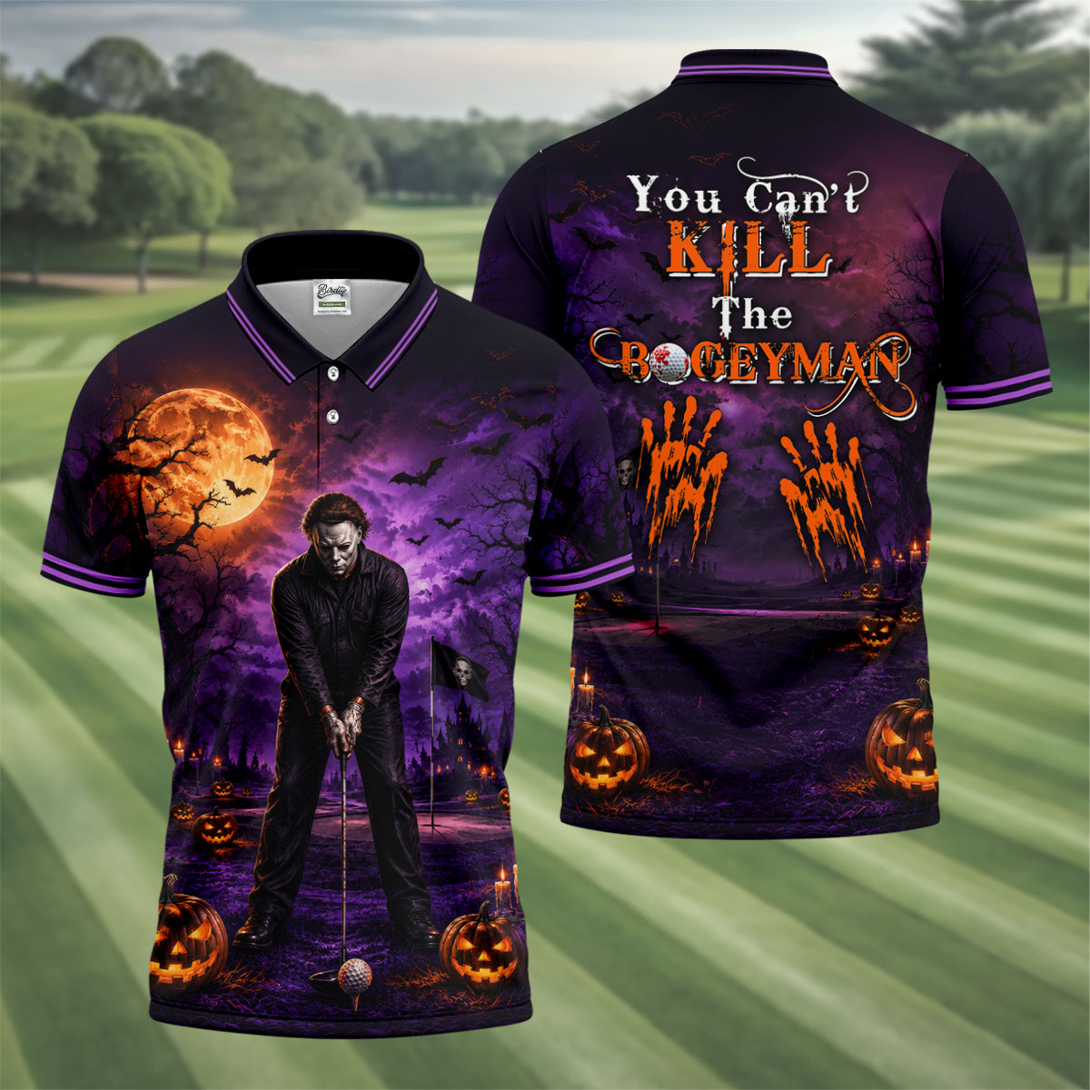 You Can't Kill The Bogeyman Halloween Polo Shirt, Hawaiian Golf Shirt, Mens Golf Apparel