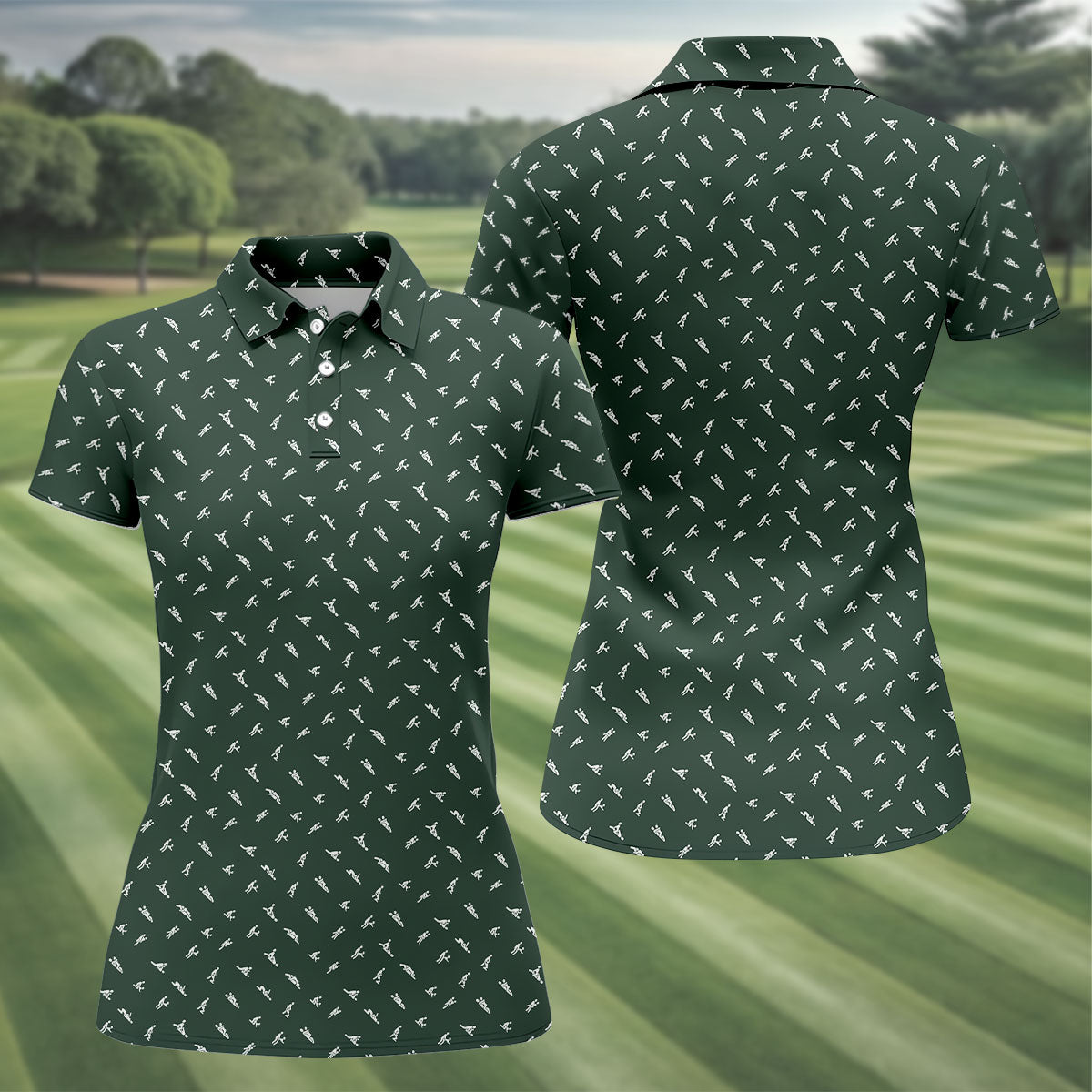 Naughty Position Dark Green Fun Women's Golf Shirts, Valentines Golf Gift, Ladies Golf Polos