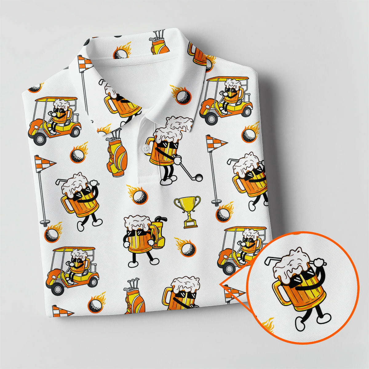 Funny Beer Mug Golfer Pattern Golf Polo Shirt, Women’s Golf Polo, Golf Shirts For Women