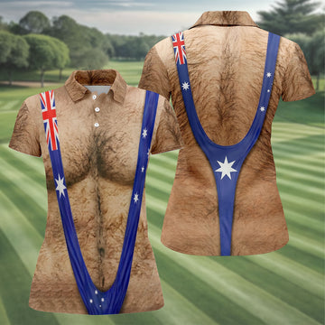 Australia Flag Print Fun Golf Shirt, Ladies Golf Tops Australia, Golf Shirt For Women